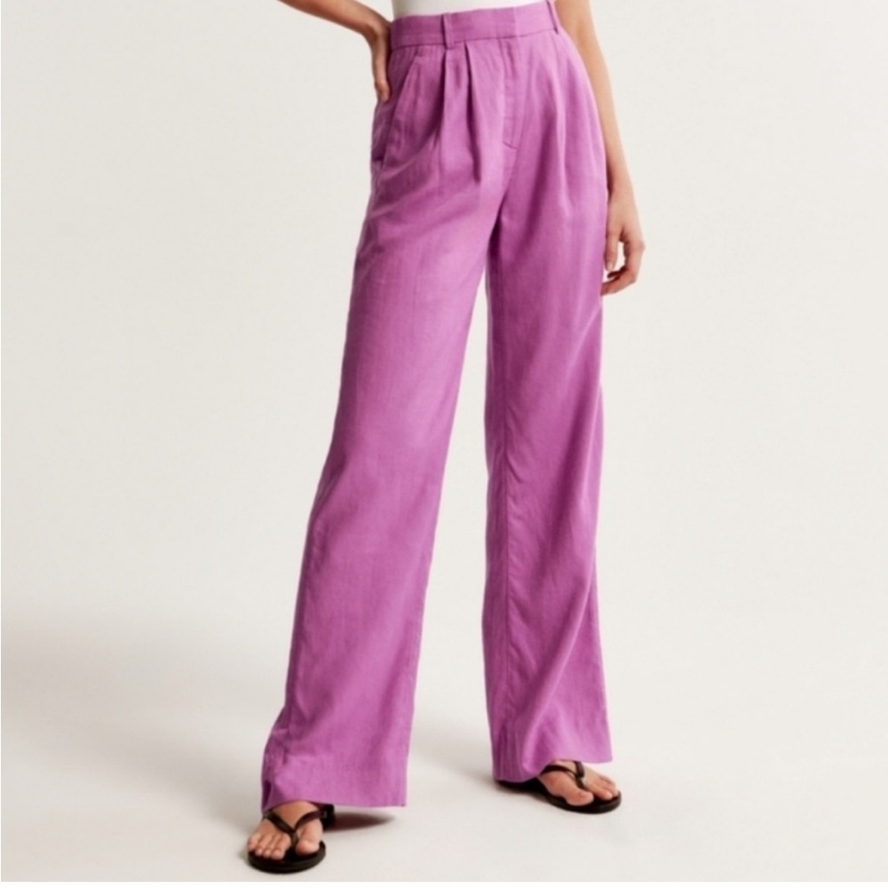 Abercrombie Women's Curve Love A&F Sloane Tailored Linen-Blend Pant